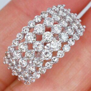 New 925 Silver Round Diamond Multi-Layer Statement Ring New